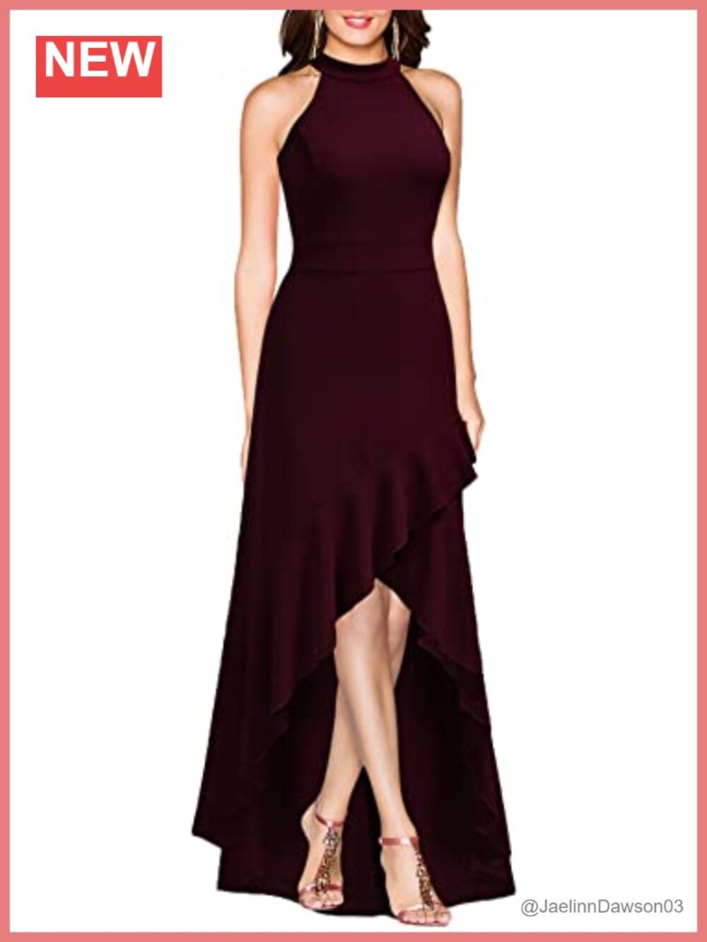 Women's Halter Neck Ruffle Split Bodycon Long Formal Evening Party Dress